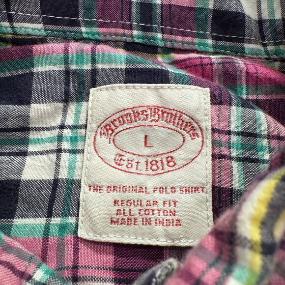 Brooks Brothers Shirt Mens Large‎ Madres Plaid Long Sleeve Button 1818 Regular - Picture 2 of 7